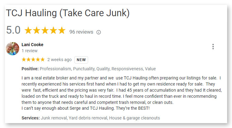 Sacramento Real Estate Junk Removal Testimonial